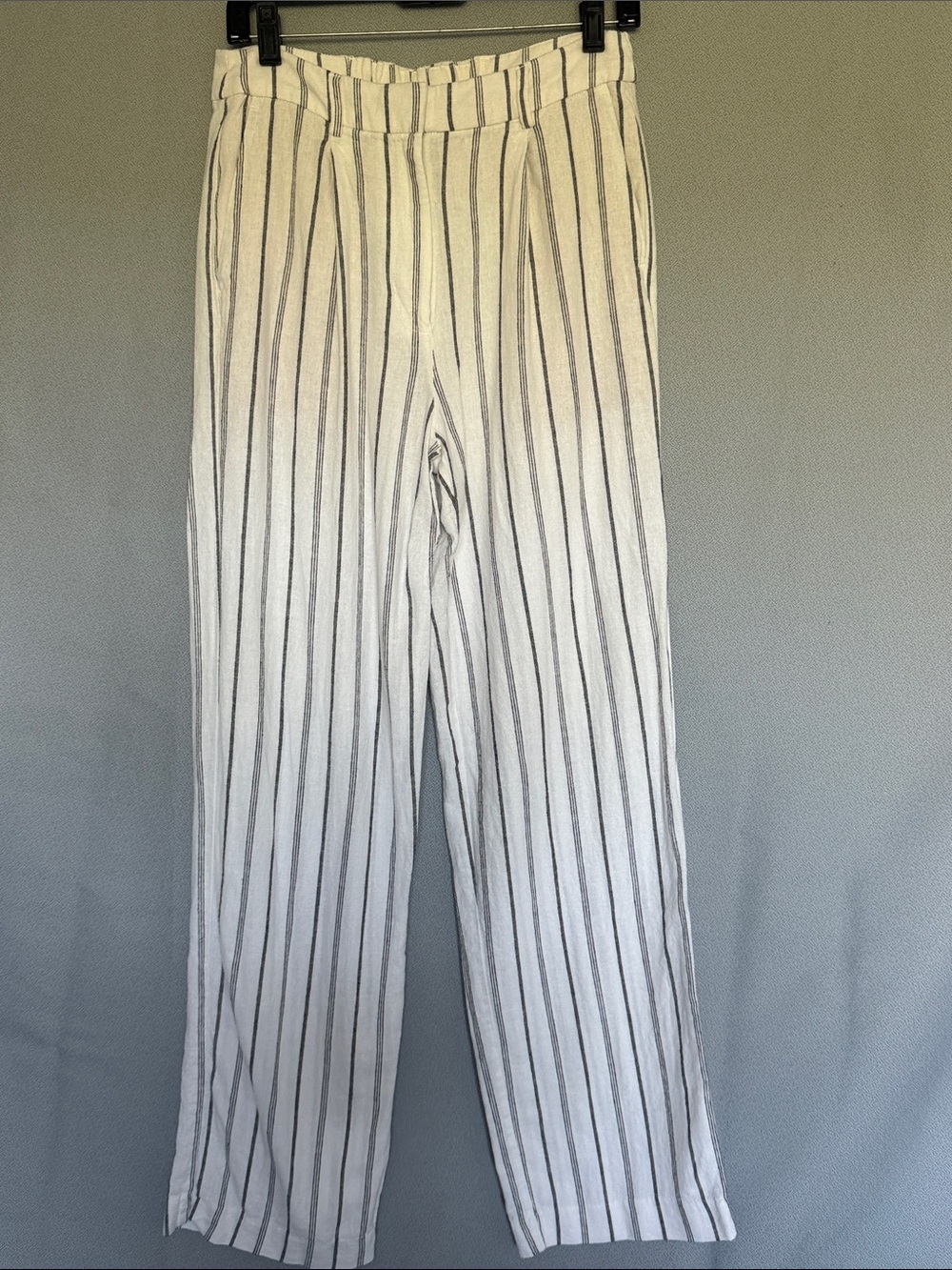 Old Navy Taylor Linen Blend Striped Wide Leg Pants Women’s Small Tall High Rise